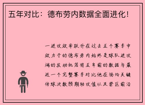 五年对比：德布劳内数据全面进化！